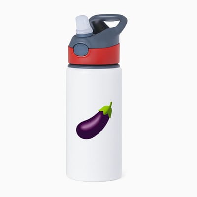 Hacebo® - Aubergine waterfles met rietje rood - Groente - Groente liefhebbers - Vruchtgroente - gezond eten - voedsel - water fles - 650ML
