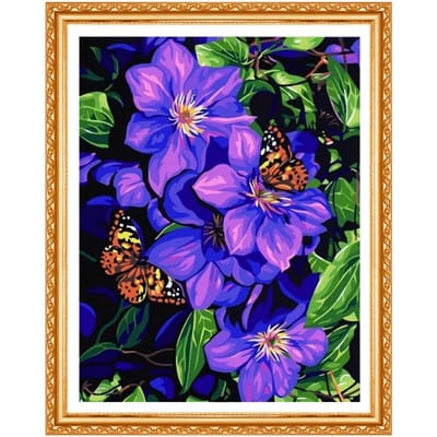 Peinture diamant  fleur , point de croix, cristal rond complet, image brodée en strass, décoration de maison 20X30CM blue