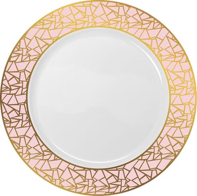 Mosaic - Servies Set, Roos/Goud Borden 32Stuks