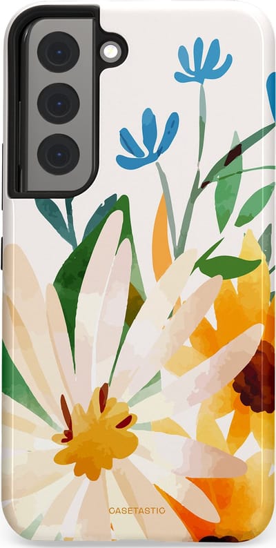 Casetastic Hoesje Geschikt voor Samsung S22 - Stijlvolle Beschermende Duo-layer Case - Veld vol zon