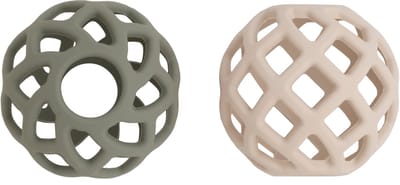 Baby's Only Speelbal - Siliconen bal baby - Baby bal - Babyspeelgoed - Ontwikkeling fijne motoriek en oog-handcoördinatie - BPA-vrij - 2-pack - Urban Green/Warm Linen