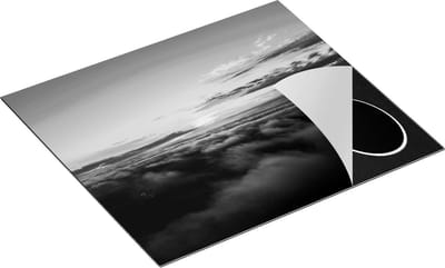 Chefcare Inductie Beschermer Zonsondergang in de Wolken - Zwart Wit - 60x50 cm - Afdekplaat Inductie - Kookplaat Beschermer - Inductie Mat