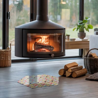 Coloray Vloerplaat Houtkachel - Vloerplaat Openhaard - 40 cm x 34 cm - Houtkachel Accessoires - Bruin Vloerplaat Kachel - Vloerplaat Voor Kachel - Plaat voor Onder Houtkachel - Open Haard Accessoires - Plaat Kachel