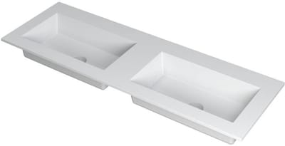INK Kraft Wastafel Dubbele Bak Zonder Kraangaten - 1400x450x10 mm - Mat Wit