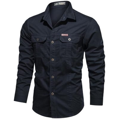 Nieuw Herfst Casual Gewassen Shirt, Grote Maat Tooling Longsleeve Shirt 5XL black