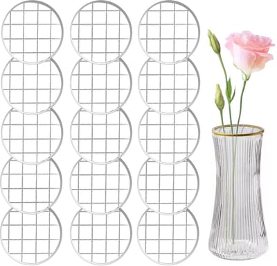 Dailygoods - Mason Jar Bloem Kikker Deksels voor Brede Mond, 15 Stks 8,4 cm/3,3 inch Diameter Bloem Insert Deksel Bloem Kikker voor Arrangementen Vaas Mason Jar Deksel met Vierkant Bloemen Raster Bloemen
