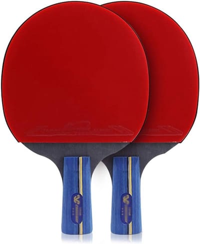 Tafeltennisbatjes Set - Pingpong Rackets - Gezinsactiviteiten Binnen Buiten - 5 Lagen Massief Hout - 2 Batjes 1 Tas