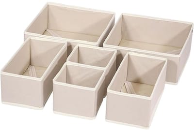 Famanu – Kledinglade-organizers, set van 6, opvouwbare stoffen ladeverdelers voor shirts, sokken en ondergoed