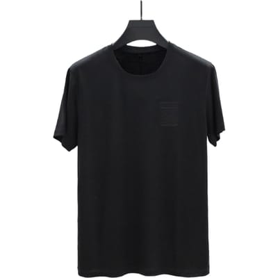 Lente Zomer Herenkleding Zijde Heren Ronde Hals Casual Korte Mouw T-shirt 4XL black