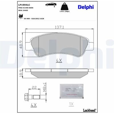 Remblokkenset, schijfrem DELPHI LP1994LC