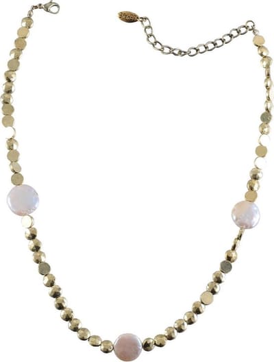 Behave - Korte ketting met schelp en metalen schijven - 40 cm