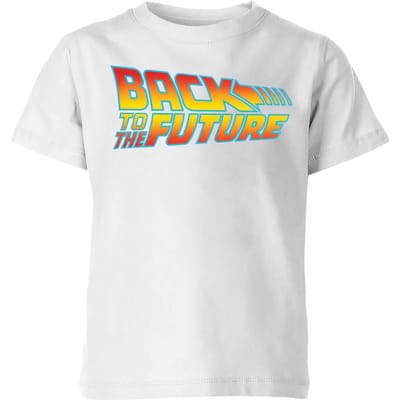 Back To The Future Classic Logo Kids' T-Shirt - White - 98/104 (3-4 jaar)