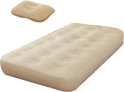 Luchtmatras Dubbel - Opblaasbaar Bed - Logeren Thuis - Ingebouwde Pomp - 33x33x33 cm - Beige