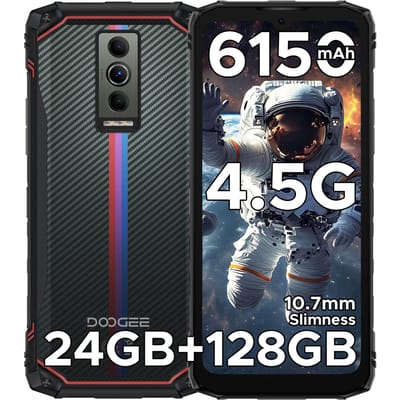 DOOGEE Blade10 Energy Robuuste Telefoon 24GB+128GB Ultradun Android 15 6150mAh Batterij 6.56'' Scherm Widevine L1 Smartphone