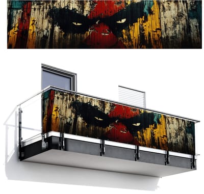 Balkonscherm 500x120 cm - Balkonposter Graffiti - Ogen - Abstract - Balkon scherm decoratie - Balkonschermen - Balkondoek zonnescherm