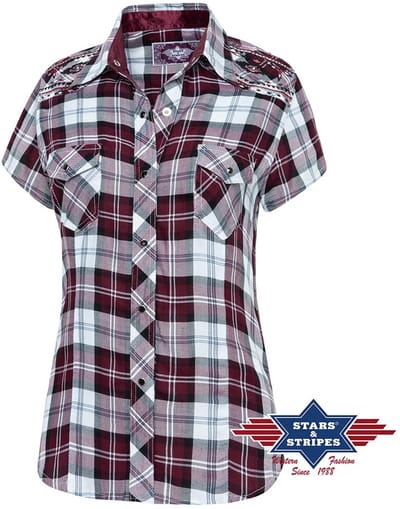 Dames Western Blouse Pasadena short Stars&Stripes maat XL