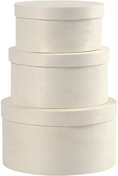 Ronde fineer doos, H: 5,4+6,5+7,3 cm, d 10+11+13 cm, 3 stuk/ 1 set