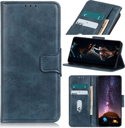 Zakelijke Book Case Telefoonhoesje Geschikt voor de Oppo Reno 4 5G - Portemonnee Hoesje - Pasjeshouder Wallet Case - Blauw