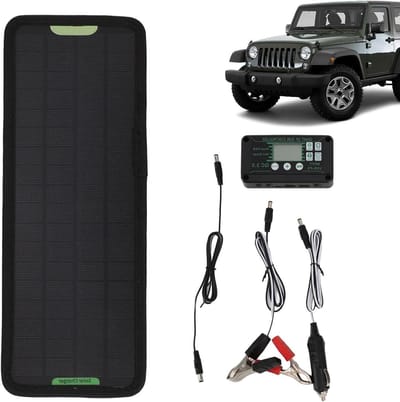 Zonne Energie Oplader - Batterij Onderhouder - Voertuig Batterij - Energie Efficiënt - 5W Paneel - Zwart
