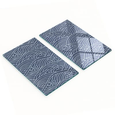 Set van snijplanken van gehard glas met golfprint, 2x30x52 cm