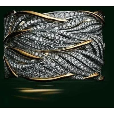 Modieuze Tweekleurige Geometrische Uitgesneden Ring Voor Dames Metalen Feestaccessoire Stijlvolle Dames Sieraden 10&Mix Metal Color