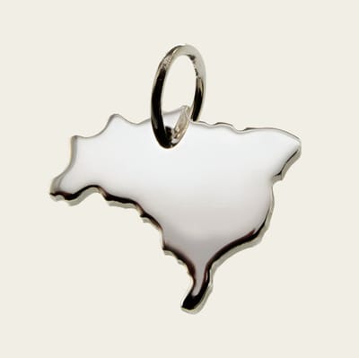 Zilveren Landkaart Brazilië ketting hanger