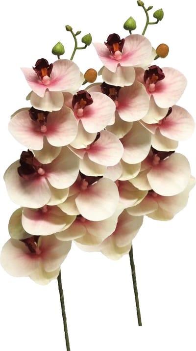 Bellatio Design Kunstbloem Orchidee Bora - 2x - roze - 77 cm - losse steel - kunst zijdebloem