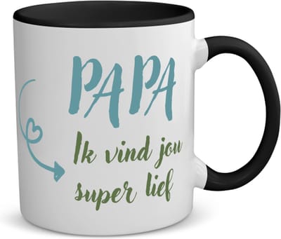 Akyol - papa ik vind jou koffiemok - theemok - zwart - Papa - je vader - vaderdag cadeautjes - verjaardagscadeau - gift - kado - 350 ML inhoud