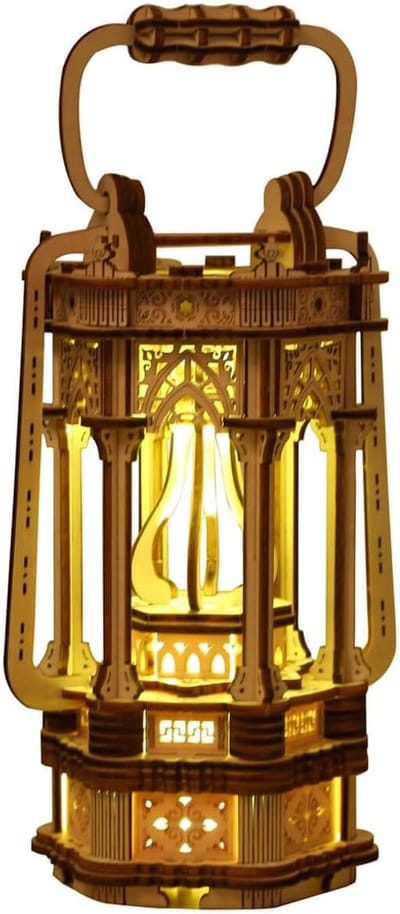 KZQ 3D houten puzzel voor volwassenen - DIY lantaarn bouwpakket - Met ledverlichting - Unieke decoratie en ontspannend cadeau - Geschikt voor interieurdecoratie of om op een mooie werkbank te plaatsen - Eenvoudig te monteren