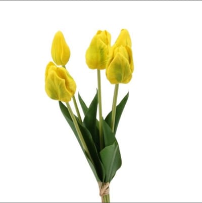 Papegaaitulpenbundel Geel - Yellow - Papegaaientulp - Tulp - 5 Stuks - Schuim - 48 cm - Kunstbloem - Kunst Tulpen