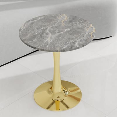 STILVORA Salontafel - Ronde Tafel Met Kunstmarmeren Blad - Modern Minimalistisch Voor Woonkamer Eethoek En Lounge - Goud - 70 Cm