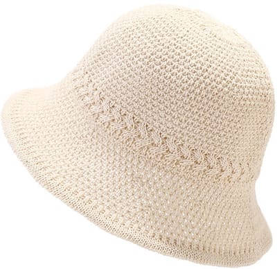 VHV-Premium Zonnehoed Dames - UPF 50+ UV-bescherming Strohoed - Opvouwbare Vissershoedje met Brede Rand - Elegant Bucket Hat voor Outdoor Kamperen, Strand en Reizen - Gebroken Wit