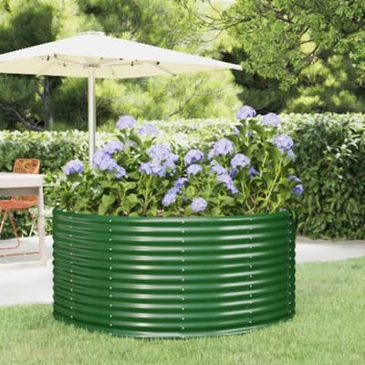 vidaXL - Verhoogde - tuinbak - groen - 140x140x68 - cm - gegalvaniseerd - staal
