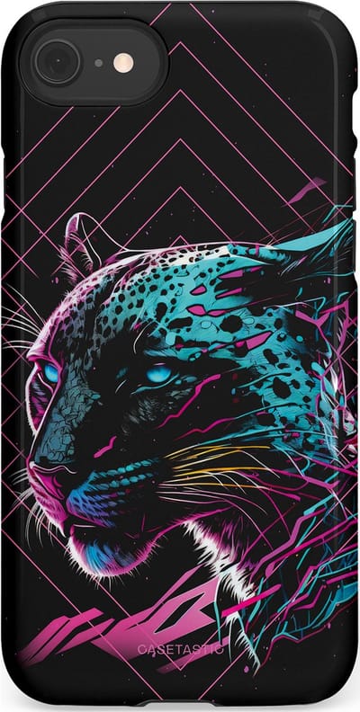 Casetastic hoesje geschikt voor Apple iPhone SE / Apple iPhone 7 / Apple iPhone 8 - Dubbellaagse bescherming - Neon Jager - Fashion Case - Zwart Petrol