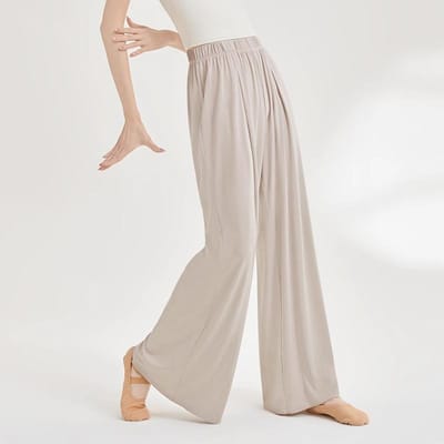 Moderne Dansbroek Dansbroek Nieuwe Stijl Gedrapeerde Wijde Pijpen Los Chinees Danskostuum Volwassen Klassieke Dans Oefenkleding M white