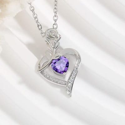 Collier Coeur Fleur Rose Zircon Rouge de Luxe Cadeau Pour Petite Amie Filles Anniversaire Saint-Valentin Fête des Mères Accessoires Romantiques white