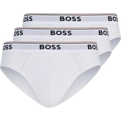 Boss Heren Premium Katoenen Boxers (Verpakking van 3) (Wit)