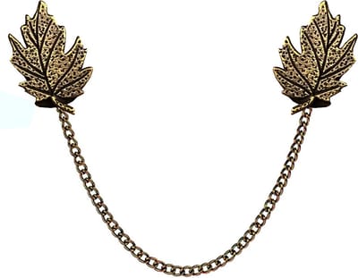 Fako Bijoux® - Vestsluiting - Vestclip - Sjaalspeld - Vestklem - Blad Met Ketting - Bronskleurig