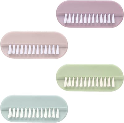 Set van 4 Nagelborstels met Dubbelzijdige Zachte en Stevige Haren voor Handen, Voeten en Kleding - Ideaal voor Thuisgebruik in Diverse Kleuren