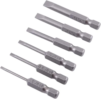 Set van 6 magnetische platte schroevendraaiers met hexagonale kop van 50mm en 2-6mm maatvoering voor precisiewerk