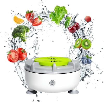 KZQ Draadloze fruit- en groentenreiniger met zuignap USB oplaadbaar voor fruit groenten vlees en rijst wit