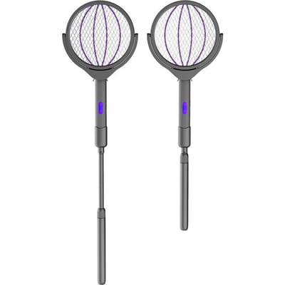 Raquette électrique 4 en 1 rechargeable, tue-mouches pliable et extensible pour la maison et le bureau gray