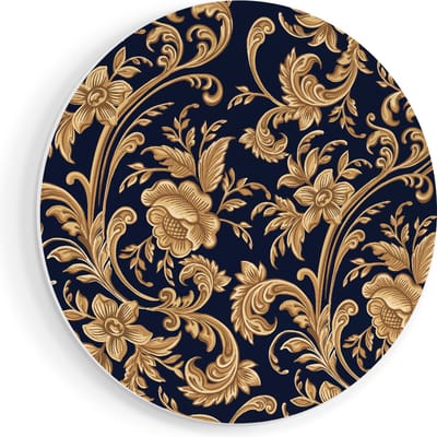 Artaza Forex Muurcirkel Decoratieve Gouden Bloemen Achtergrond - 40x40 cm - Klein - Wandcirkel - Rond Schilderij - Wanddecoratie Cirkel