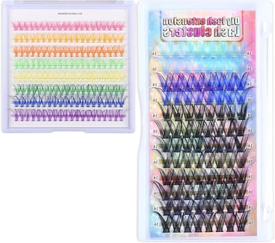 Kleurige Valse Wimpers Set met 256 Stuks, DIY Individuele Wimpers in Diverse Kleuren en Lengtes van 10/12/14/16mm voor een Dramatische Look