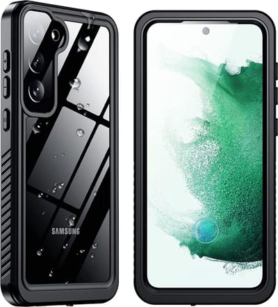 SBG Outdoor Case Waterdicht Transparant Hoesje geschikt voor Samsung Galaxy S23 | Shockproof | Onderwater tot twee meter | Antislip greep | IP68-gecertificeerd | Doorzichtig / Zwart