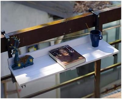 Balkon Bar - Buiten Tafel - Ontspannen Buiten - Inklapbaar Ontwerp - 80 x 26 cm - Wit