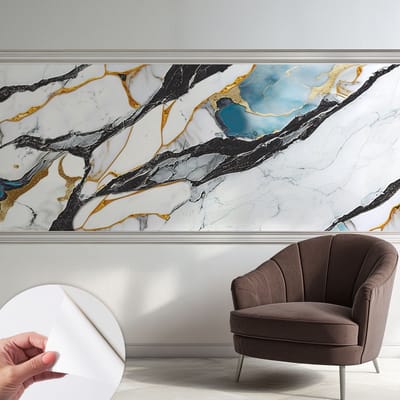 Coloray Zelfklevend Behang - Elegant marmer Zelfklevend fotobehang - 250x104 cm - Wit Zelfklevend Behang - Voor de woonkamer, voor het kantoor, voor de slaapkamer - Plakklare achterzijde - Stickerbehang op rol