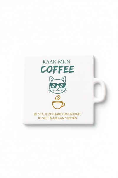 Grappige “Raak Mijn Coffee en Google Kan Je Niet Vinden” Keramische Tegel – Kat Koffieliefhebber Quote Tegel – Humor Keuken Wanddecoratie Cadeau