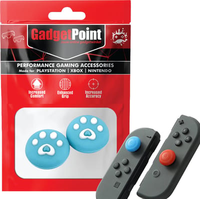 Gadgetpoint - Thumb Grips voor Nintendo Switch Joy-Con Controllers - Gaming Thumbgrips - Performance Anti-Slip Thumbsticks - Bescherming Accessoires - Pootjes - Lichtblauw met Wit