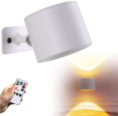 Draadloos oplaadbare wandlamp, magnetische wandlamp, dimbare leeslamp, met afstandsbediening, 360° draaibaar, 3 kleurtemperaturen, wit.